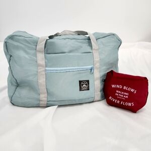 Packable‎ Ripstop Duffle Bags Bundle Lot of 2 Light Blue Maroon Travel 18 X 12